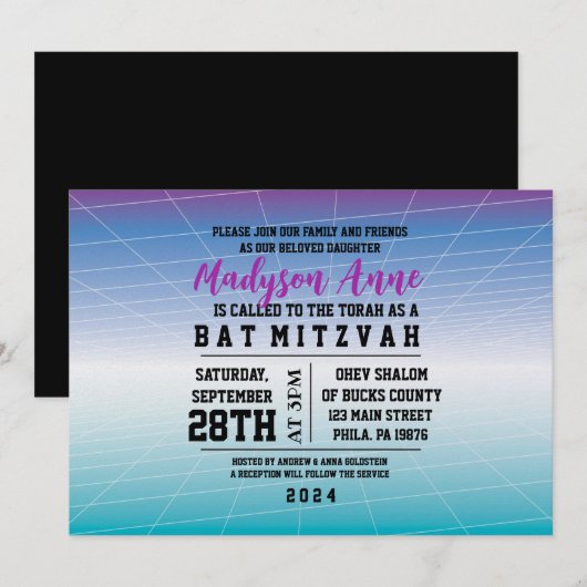 3D GAMER GAMING DIGITAL Bar Mitzvah Uitnodiging (Voorkant / Achterkant)