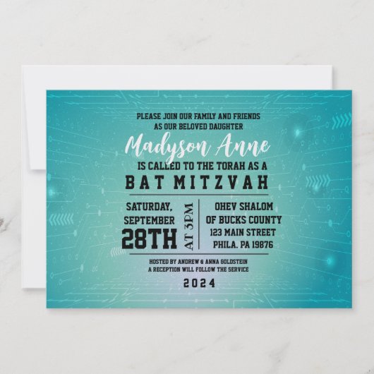 3D GAMER GAMING DIGITAL Bat Mitzvah Uitnodiging (Voorkant)