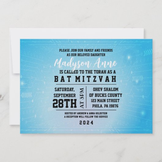 3D GAMER GAMING DIGITAL Bat Mitzvah Uitnodiging (Voorkant)