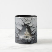 3D Gebarsten Grijze Muur Kerstboom Mok (Midden)