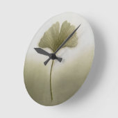 3D Geborduurd Ginkgoblad Saliegroen Ronde Klok (Hoek)