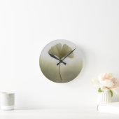 3D Geborduurd Ginkgoblad Saliegroen Ronde Klok (Huis)