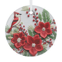 3D Geborduurde Kardinale Kerstversieringen