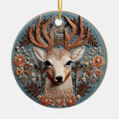 3D Geborduurde look Herten Buck Landschap Keramisch Ornament (Voorkant)
