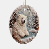 3D Geborduurde look Polar Beer Kerstwinter Keramisch Ornament (Rechts)