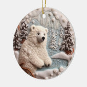 3D Geborduurde look Polar Beer Kerstwinter Keramisch Ornament (Links)