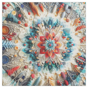 3D geborduurde look Winter Mandala Kaleidoscoop Stof
