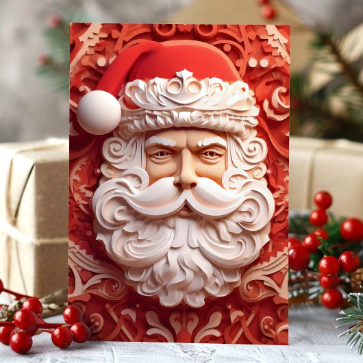 3D Gedetailleerde Kerstman Kerstmis Feestdagen Kaart