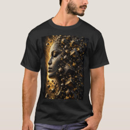 3D gefragmenteerde gezichtskubussen zwart T-shirt