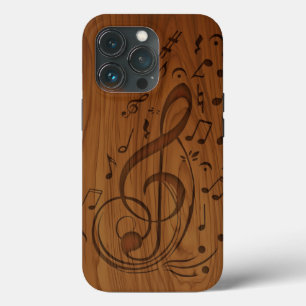 3D gegraveerde Clef muzieknoten op hout Case-Mate iPhone Case