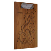 3D gegraveerde Clef muzieknoten op hout Klembord (Rechts)