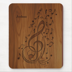 3D gegraveerde Clef muzieknoten op hout Muismat