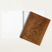 3D gegraveerde Clef muzieknoten op hout Planner (Display)