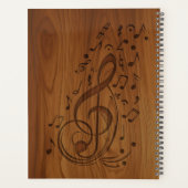 3D gegraveerde Clef muzieknoten op hout Planner (Achterkant)