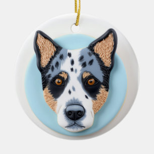 3D geïnspireerde Blue Heeler-hond Keramisch Ornament