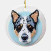 3D geïnspireerde Blue Heeler-hond Keramisch Ornament (Achterkant)