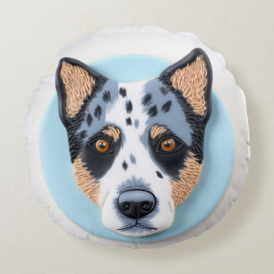 3D geïnspireerde Blue Heeler hond Rond Kussen