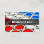3D gekleurde verfblikjes (rood wit & blauw) Visitekaartje (Voorkant)