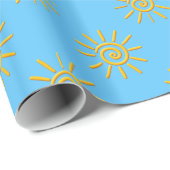 3D Gele Zon Tekenpatroon Cadeaupapier (Rol Hoek)