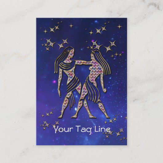 3D Gemini - Zodiasignalering - Astrologisch teken Visitekaartje (Voorkant)