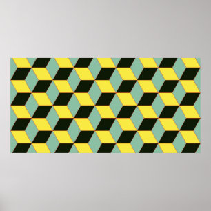  3D geometrisch naadloos patroon met c Poster