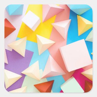 3D Geometrisch Pastel Origami Patroon Abstract Vierkante Sticker