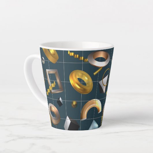 3D Geometrisch patroon Latte Mok (Linkerhoek)