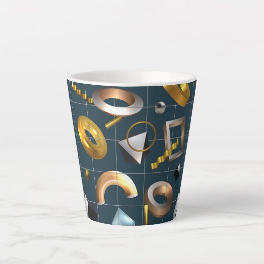 3D Geometrisch patroon Latte Mok (Voorkant)