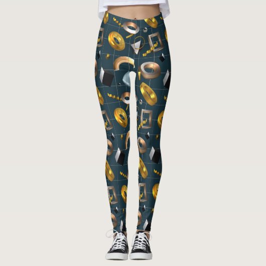 3D Geometrisch Patroon Leggings (Voorkant)