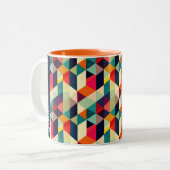 3D Geometrisch Patroon Mid Century RETRO Lettertyp Tweekleurige Koffiemok (Voorkant links)