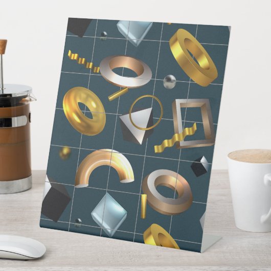 3D geometrisch patroon Reclamebord Met Voetstuk (Insitu)