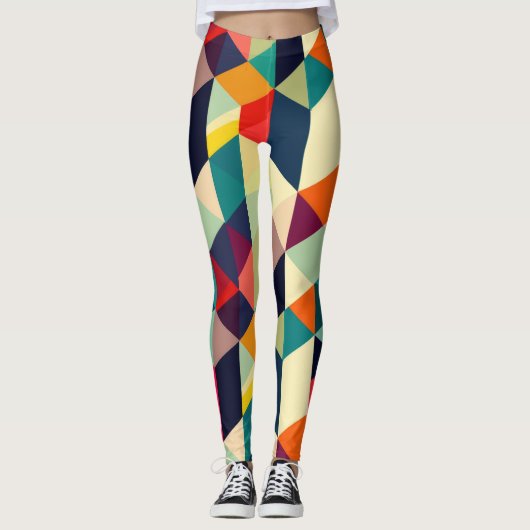 3D Geometrisch Patroon RETRO Chic Kleurrijk Leggings (Voorkant)