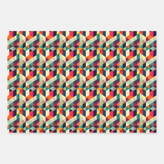3D Geometrisch Patroon RETRO Chic Mid Century Mode Inpakpapier Vel (Voorkant 3)