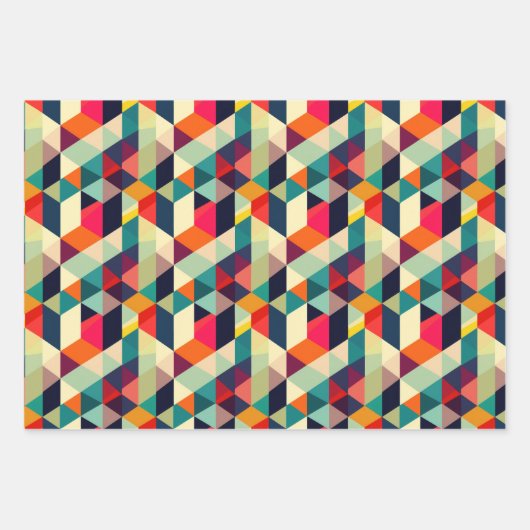 3D Geometrisch Patroon RETRO Chic Mid Century Mode Inpakpapier Vel (Voorkant 2)