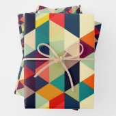 3D Geometrisch Patroon RETRO Chic Mid Century Mode Inpakpapier Vel (In situ)