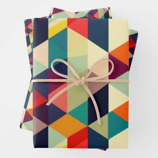 3D Geometrisch Patroon RETRO Chic Mid Century Mode Inpakpapier Vel (In situ)
