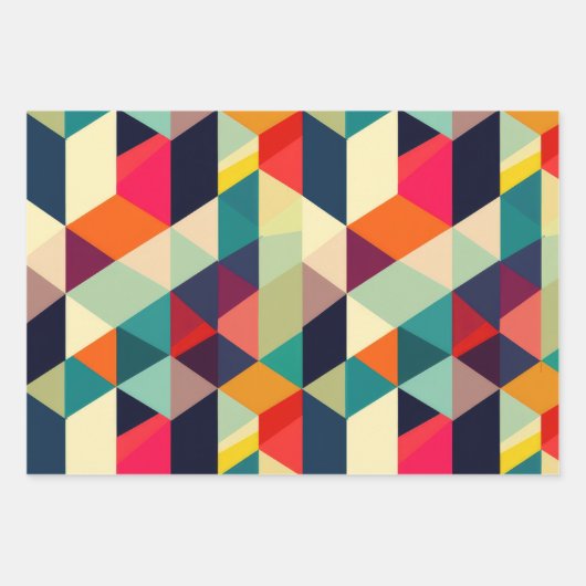 3D Geometrisch Patroon RETRO Chic Mid Century Mode Inpakpapier Vel (Voorkant)