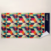 3D geometrisch patroon RETRO esthetische naam Strandlaken (Voorkant)