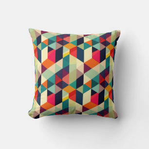 3D Geometrisch Patroon RETRO Mid Century Kleurrijk Kussen