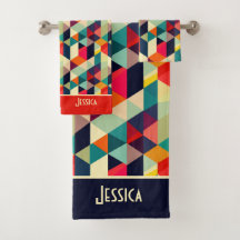 3D Geometrisch Patroon RETRO Monogrammed Naam