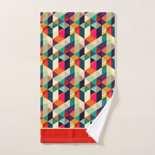 3D Geometrisch Patroon RETRO Monogrammed Naam Bad Handdoek (Handdoek)