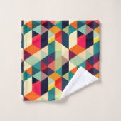3D Geometrisch Patroon RETRO Monogrammed Naam Bad Handdoek (Wasdoekje)