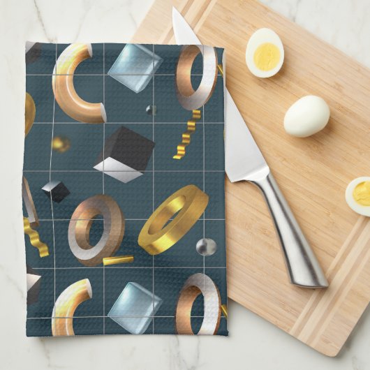 3D geometrisch patroon Theedoek (Quarter Fold)