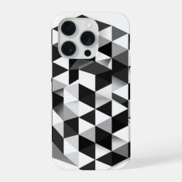 3D Geometrische Kubus Monochroom Illusie Patroon iPhone 15 Pro Case