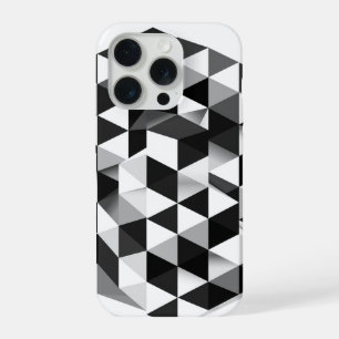 3D Geometrische Kubus Monochroom Illusie Patroon iPhone 15 Pro Case