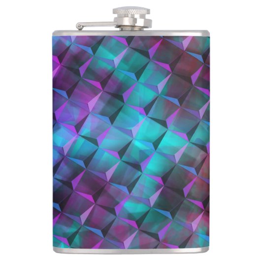 3D geometrische vormen, roze bevlekt om lila te ve Heupfles (Voorkant)