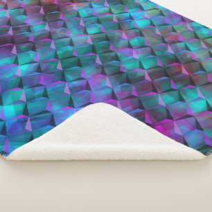 3D geometrische vormen, roze bevlekt om lila te ve Sherpa Deken