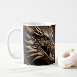 3D Gereedgemaakte Lederen look Gedrukt Dragon Koffiemok