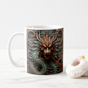 3D Gereedgemaakte Lederen look Gedrukt Dragon Koffiemok