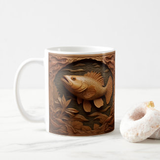 3D Gereedgemaakte lederen look geprinte vis Koffiemok